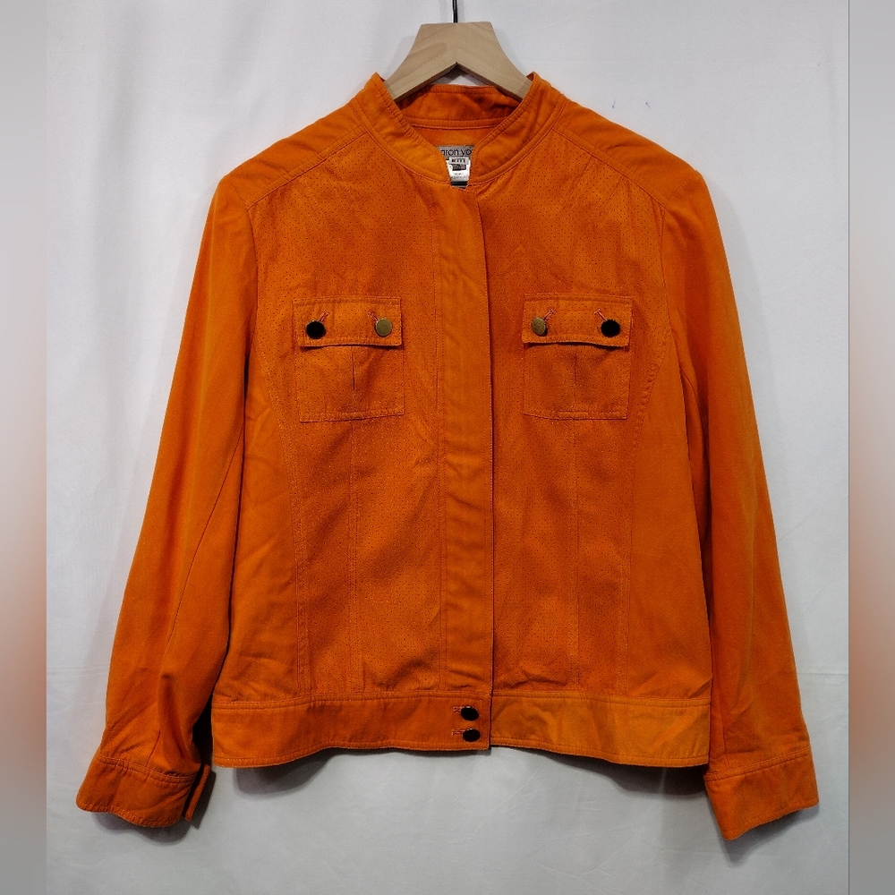 Sharon Young Utility Jacket Womens M Orange Retro 90s Y2K Casual Halloween - Picture 1 of 8
